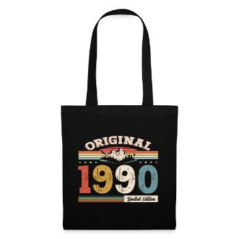 35. Geburtstag Baujahr 1990 Jahrgang 1990 Original - Stoffbeutel - Schwarz - Vorne