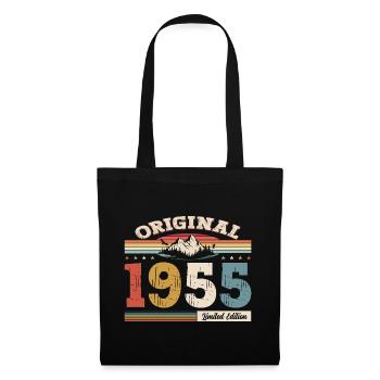 70. Geburtstag Baujahr 1955 Jahrgang 1955 Original - Stoffbeutel - Schwarz - Vorne