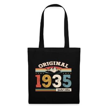 90. Geburtstag Baujahr 1935 Jahrgang 1935 Original - Stoffbeutel - Schwarz - Vorne