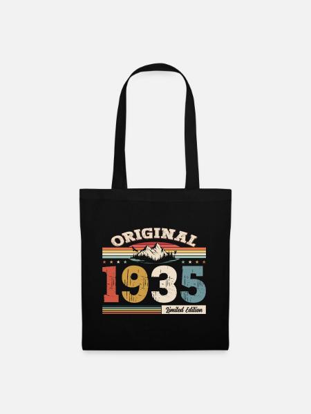 90. Geburtstag Baujahr 1935 Jahrgang 1935 Original - Stoffbeutel - Schwarz