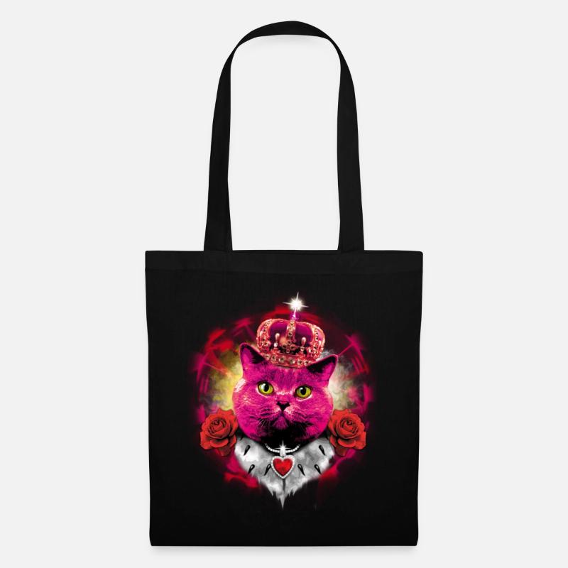 Chat rose la Reine Glow - Sac en tissu - noir