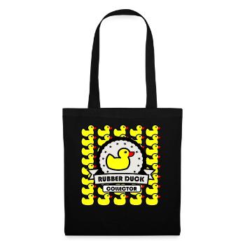 Lustige Ente Sammler Quietscheenten Rubber Duck - Stoffbeutel - Schwarz - Vorne