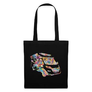 Romantisches blumiges Wohnmobil - Stoffbeutel - Schwarz - Vorne