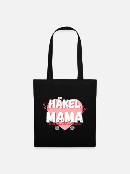 Häkelmama! Häkeln Mutter rosa Herz rot Herzen - Stoffbeutel - Schwarz