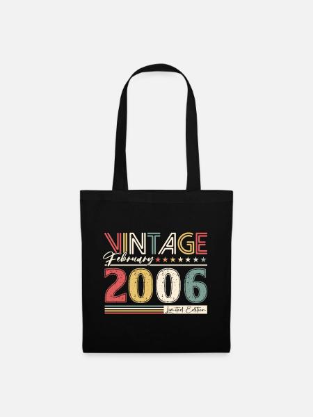 18. Geburtstag Vintage Februar Jahrgang 2006 - Stoffbeutel - Schwarz