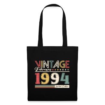 30. Geburtstag Vintage Februar Jahrgang 1994 - Stoffbeutel - Schwarz - Vorne