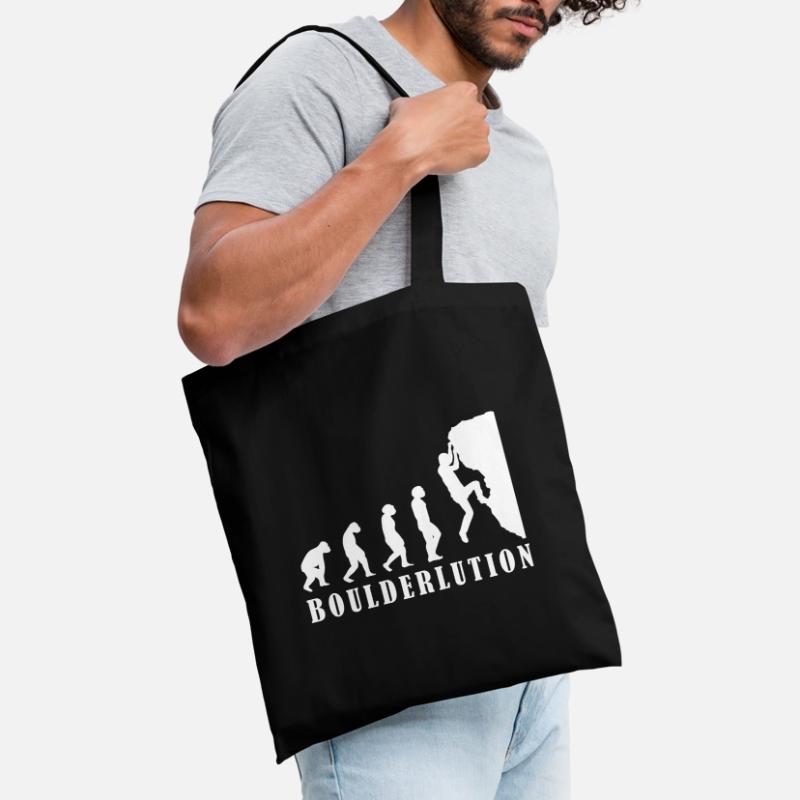 Bouldern Klettern Evolution Bergsteiger Geschenk Stoffbeutel