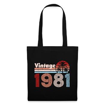 Vintage 1981 Palm Trees Retro Birthday - Tote Bag - black - Front