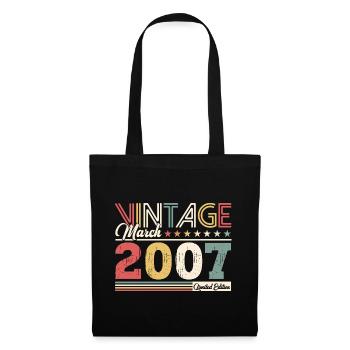 18. Geburtstag Geschenk Mann Vintage März 2007 - Stoffbeutel - Schwarz - Vorne
