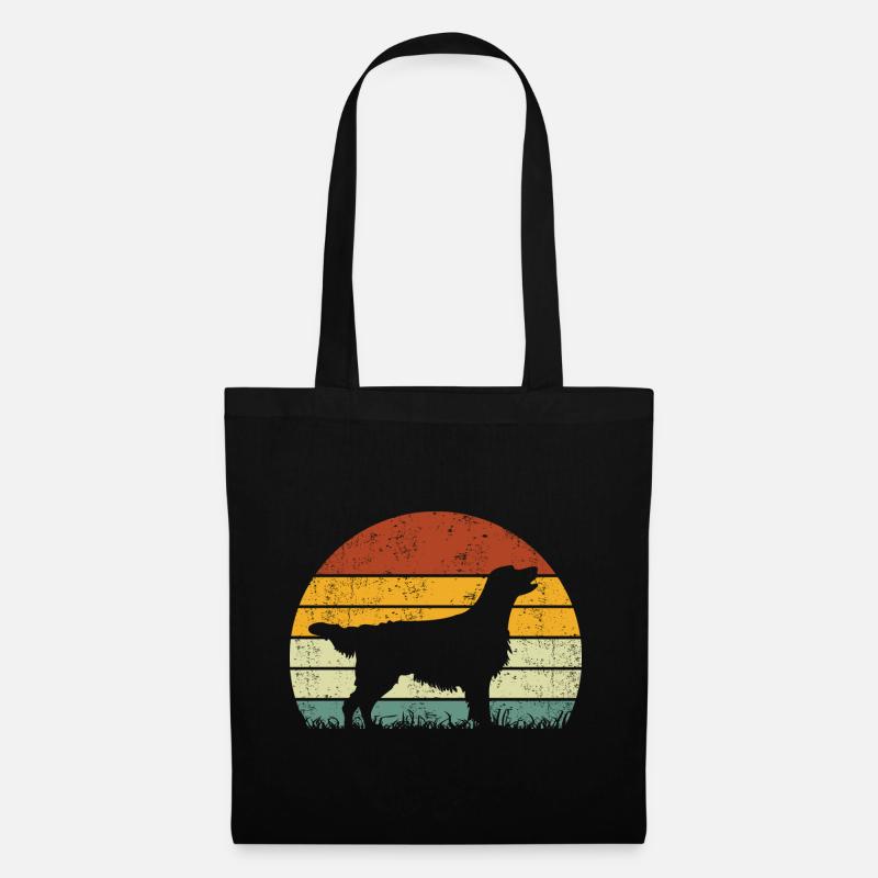Flat Coated Retriever Vintage Retro - Stoffbeutel - Schwarz