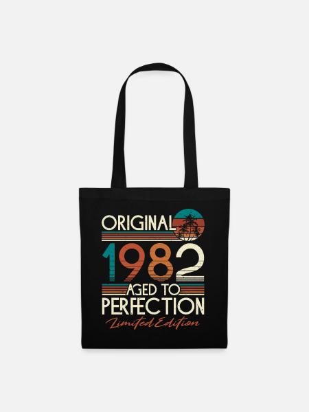 1982 Jahrgang geboren Retro Vintage Geburtstag - Stoffbeutel - Schwarz