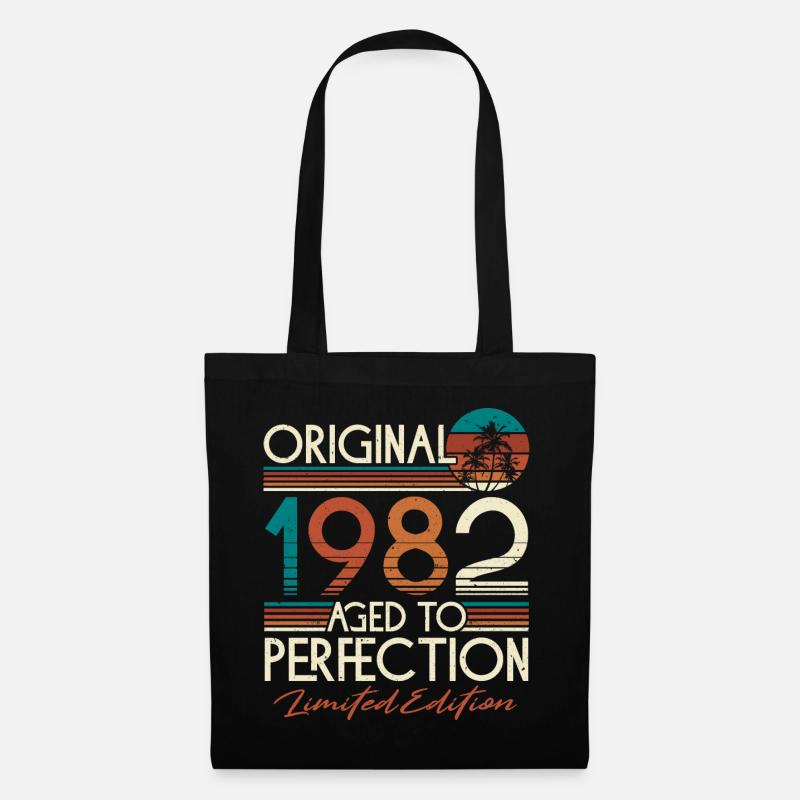 1982 Jahrgang geboren Retro Vintage Geburtstag - Stoffbeutel - Schwarz