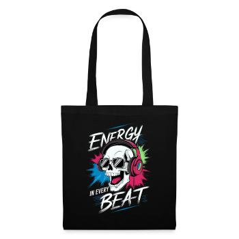 Totenkopf mit Kopfs - Energy in every beat - Tote Bag - black - Front