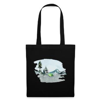 Camping tente dans la forêt et la montagne idée de cadeau - Sac en tissu - noir - Devant