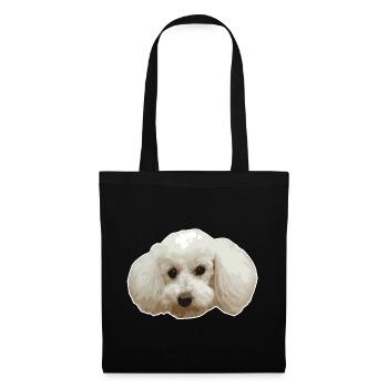 Caniche - Propriétaire de chien, chien, promenade - Sac en tissu - noir - Devant