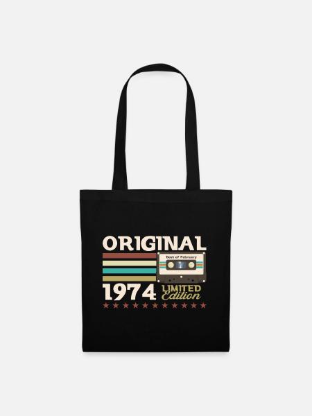 50th Birthday Cassette February Vintage 1974 - Tote Bag - black