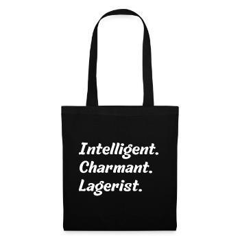Intelligent. Charmant. Lagerist - Stoffbeutel - Schwarz - Vorne