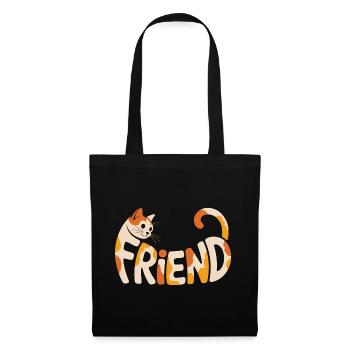 Friend Cat - Niedliche Katze Logo - Stoffbeutel - Schwarz - Vorne