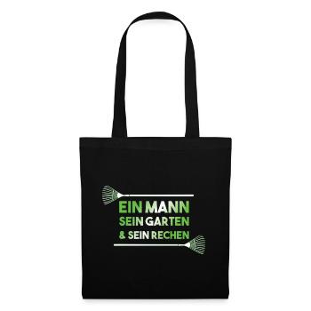 Ein Mann sein Garten sein Rechen lustiges Geschenk - Stoffbeutel - Schwarz - Vorne