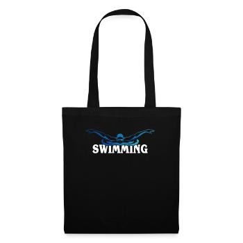 Schwimmen- Shirt Schwimmreifen Pool Wasser Geschen - Stoffbeutel - Schwarz - Vorne