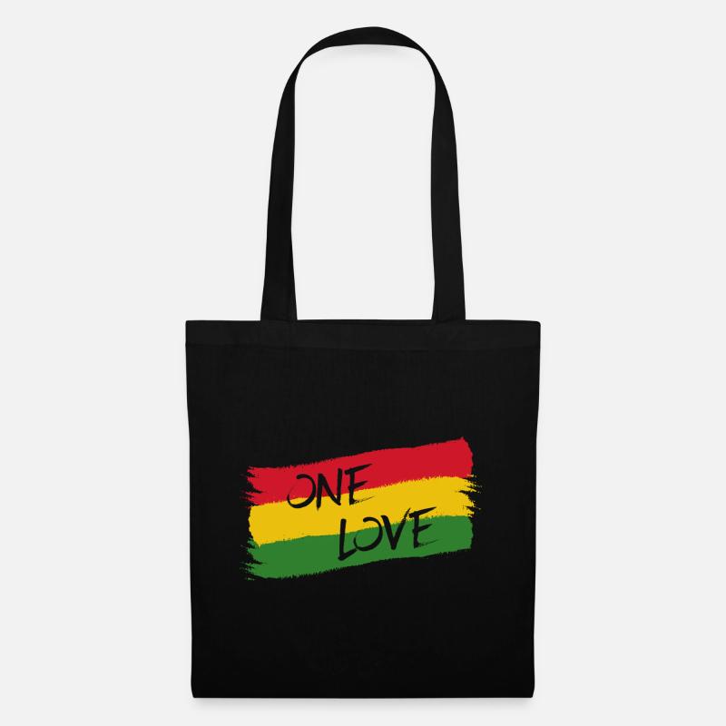 Reggae Jamaika One Love Reggaeton Rasta Flagge - Stoffbeutel - Schwarz