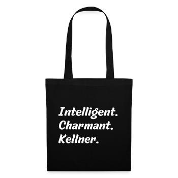 Intelligent. Charmant. Kellner - Stoffbeutel - Schwarz - Vorne