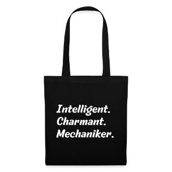 Intelligent. Charmant. Mechaniker - Stoffbeutel - Schwarz - Vorne