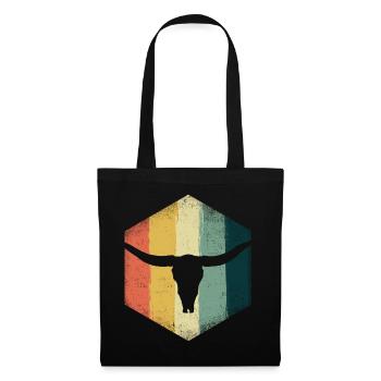 Texas Longhorn Rinder Design für stolze Texaner - Stoffbeutel - Schwarz - Vorne