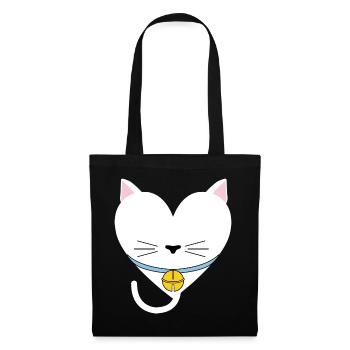 Katzenherz-Design für Katzenfans - Stoffbeutel - Schwarz - Vorne