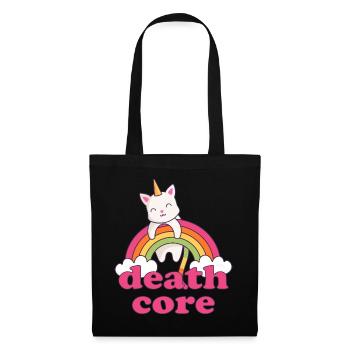 Lustig Deathcore Einhorn Katze Regenbogen Metal - Stoffbeutel - Schwarz - Vorne