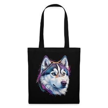 Tête de husky - Sac en tissu - noir - Devant