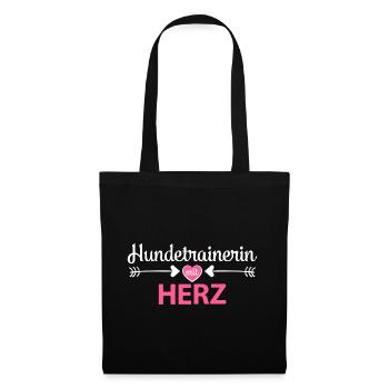 Hundetrainerin mit Herz Ausbildung Hunde - Stoffbeutel - Schwarz - Vorne
