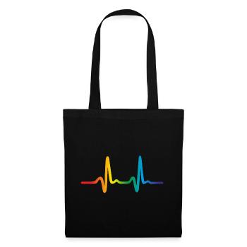 Rainbow Heartbeat, Lgbt Pride Ecg Pulse - Sac en tissu - noir - Devant