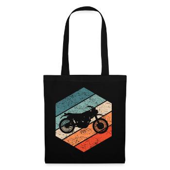 Motorrad Scrambler Retro 80er Biker Geschenk - Stoffbeutel - Schwarz - Vorne