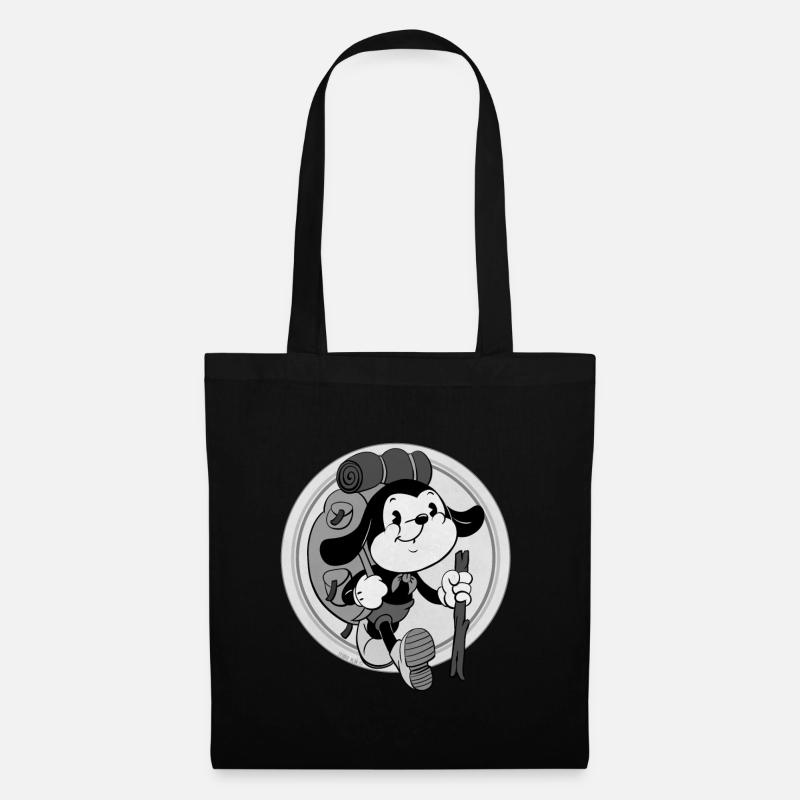 retro adventurer with backpack - Tote Bag - black