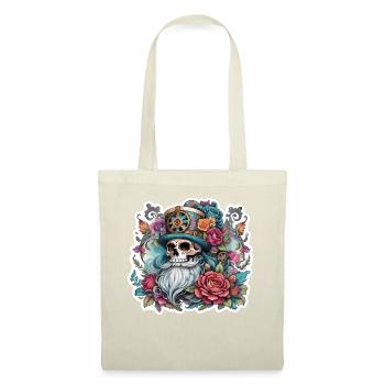 Vintage, Noël, tête de mort, tatouage tête de mort, rose - Sac en tissu - nature - Devant