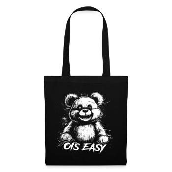 Retro Bär "Ois Easy" - Stoffbeutel - Schwarz - Vorne