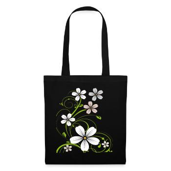 Blumenranke floral - Stoffbeutel - Schwarz - Vorne