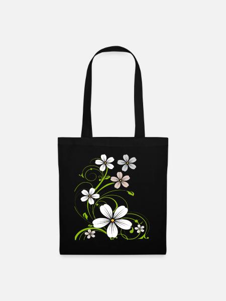 Blumenranke floral - Stoffbeutel - Schwarz
