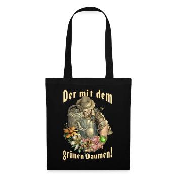 Der mit dem grünen Daumen Gärtner RAHMENLOS - Stoffbeutel - Schwarz - Vorne