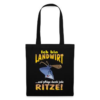 HW - Ich bin Landwirt und pflüge durch jede Ritze - Stoffbeutel - Schwarz - Vorne