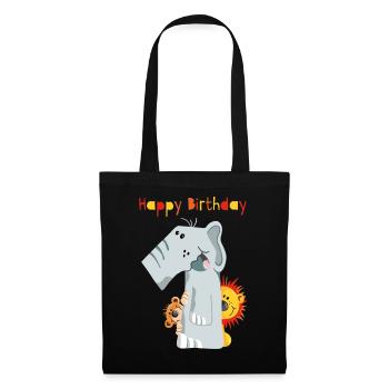 Happy Birthday - Erster Geburtstag - Zahl Eins - Stoffbeutel - Schwarz - Vorne