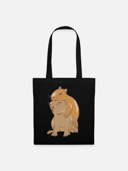 Umarmung von Capybara-Babys - Stoffbeutel - Schwarz