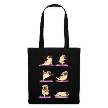 Mops Yoga - Gymnastique chiens Fitness - Sac en tissu - noir - Devant