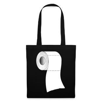 Eine Rolle Toilettenpapier - Stoffbeutel - Schwarz - Vorne