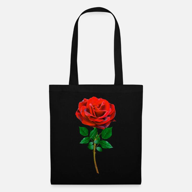 Rose - Rote Rose - Stoffbeutel - Schwarz