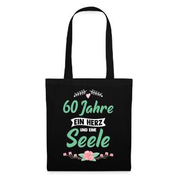 60 Jahre verheiratet Jahrestag sechzigster - Stoffbeutel - Schwarz - Vorne