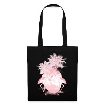 Palmen Flamingos Sommer Rosa - Stoffbeutel - Schwarz - Vorne