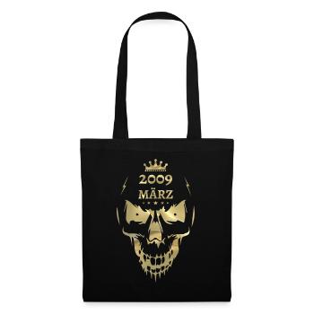 Januar 2009 Totenkopf Gold - Stoffbeutel - Schwarz - Vorne