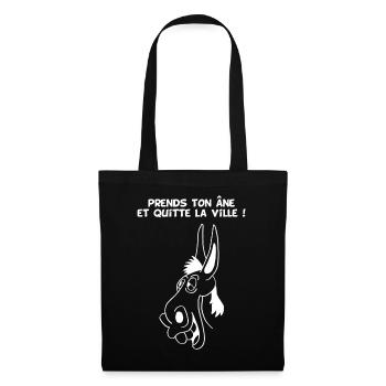 Prends ton âne et quitte la ville (blanc) - Sac en tissu - noir - Devant